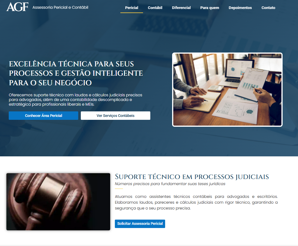 Site do cliente AGF Perícias e Contabilidade
