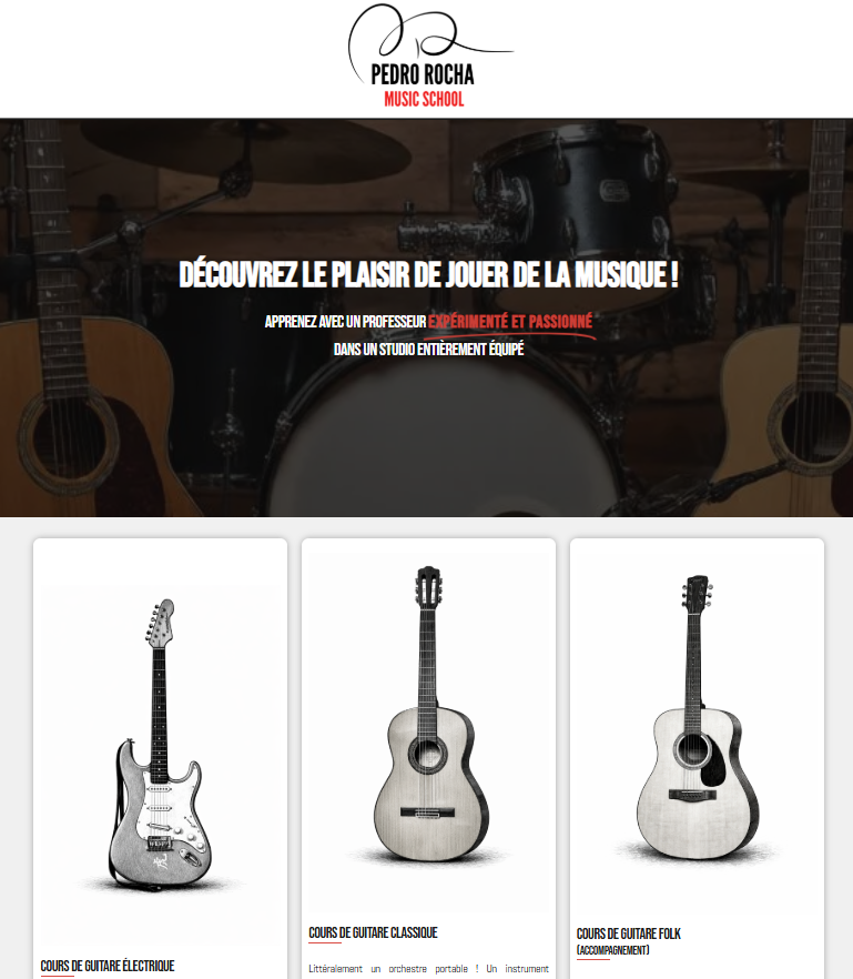 Site do cliente Pedro Rocha Music School