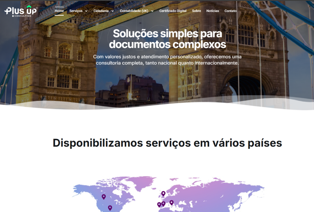 Site do cliente Plus Up Consulting